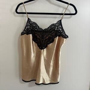 Vtg Y2K Satin Lace Babydoll Tank Coquette Fairy Whimsical Whimsigoth Sz 34 Boho